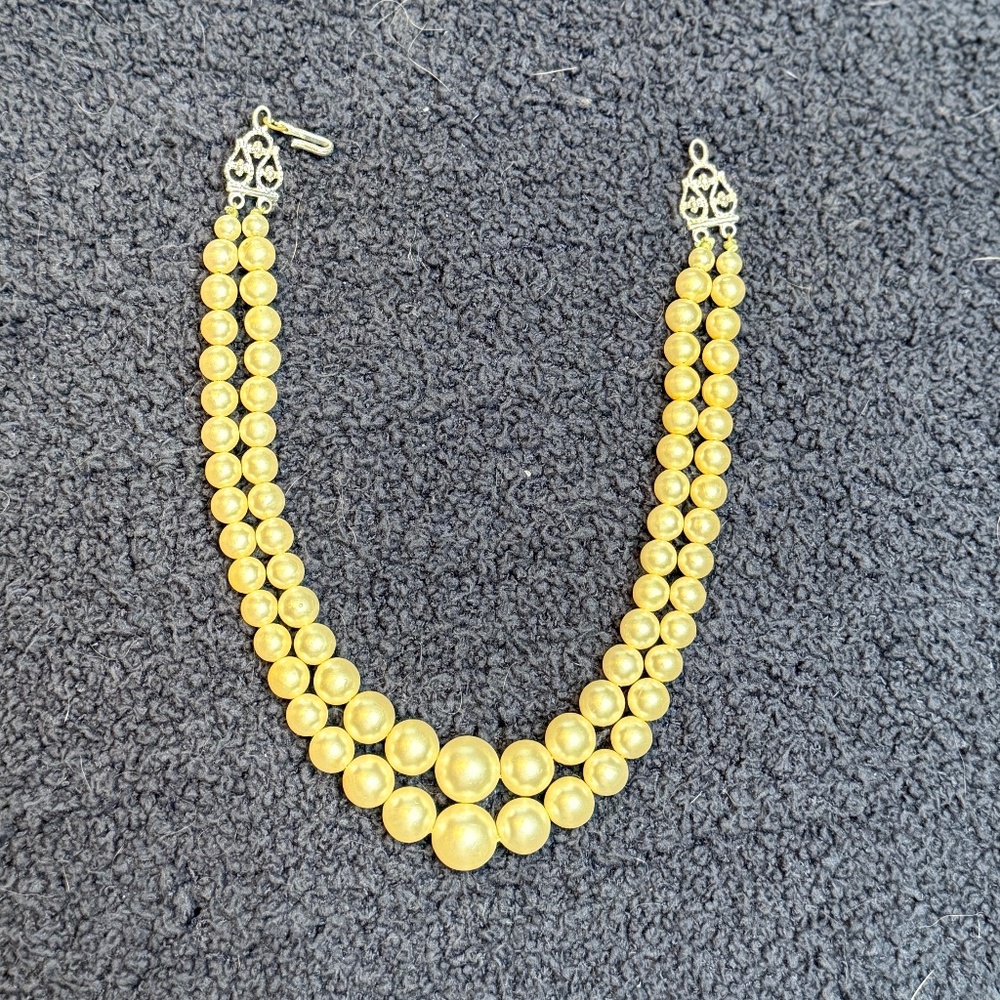 Vintage Double Strand Faux Pearl Necklace